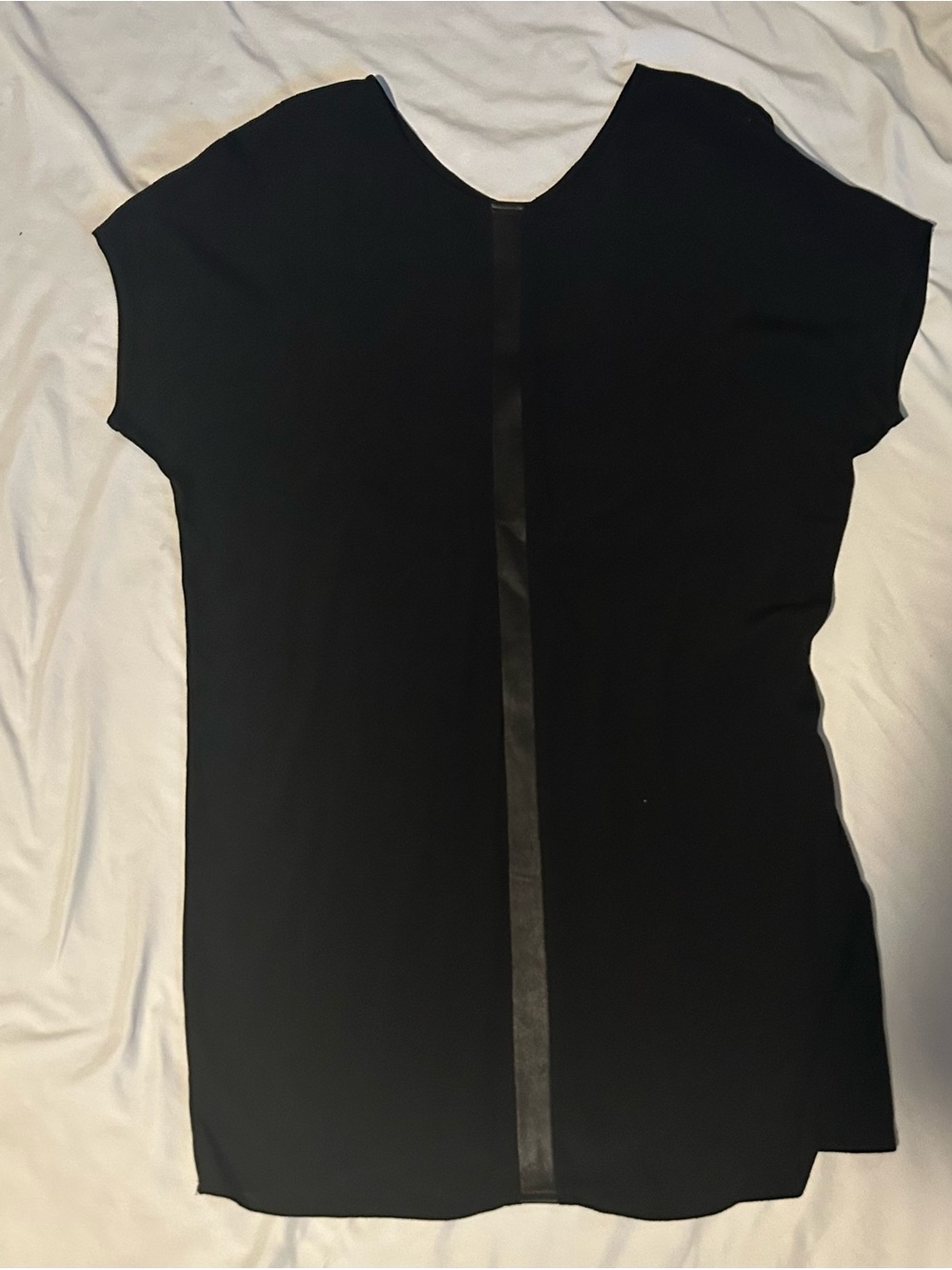 Madewell Long  short sleeve Leather Stripe Black Tee Size Xxs